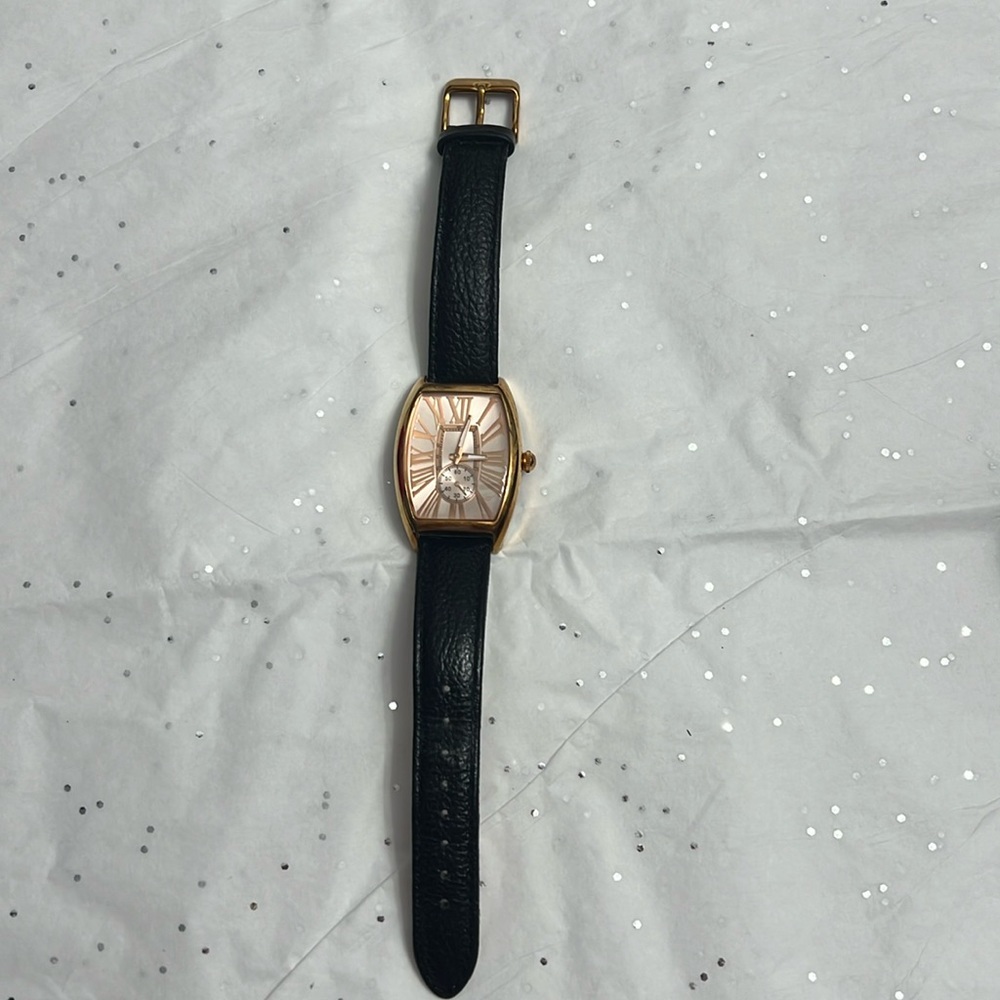 Brazo Italia tank watch black leather strap